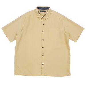 REI Mens Shortsleeve Button Down Shirt XL Yellow Modal Rayon Outdoors Hiking